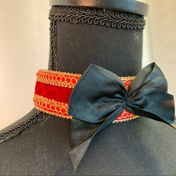 Sexy Costume Burlesque Corset Vampire Red Pirate, Velvet Velour Bustier  SZ L - Picture 7 of 14